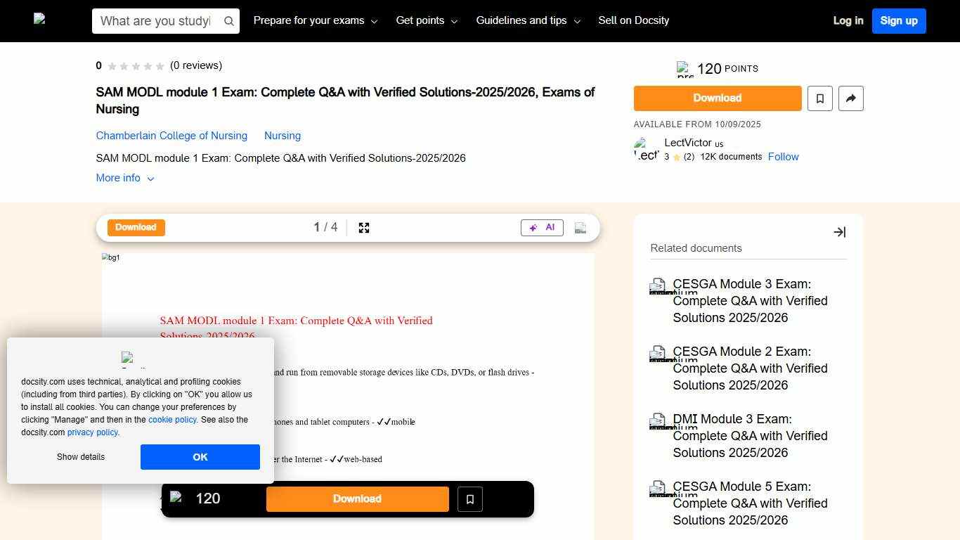 SAM MODL module 1 Exam: Complete Q&A with Verified Solutions-2025/2026 | Exams Nursing | Docsity